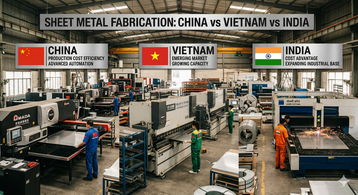 China vs Vietnam vs India Sheet Metal Fabrication 2026: Cost, Quality & Lead Time Compared